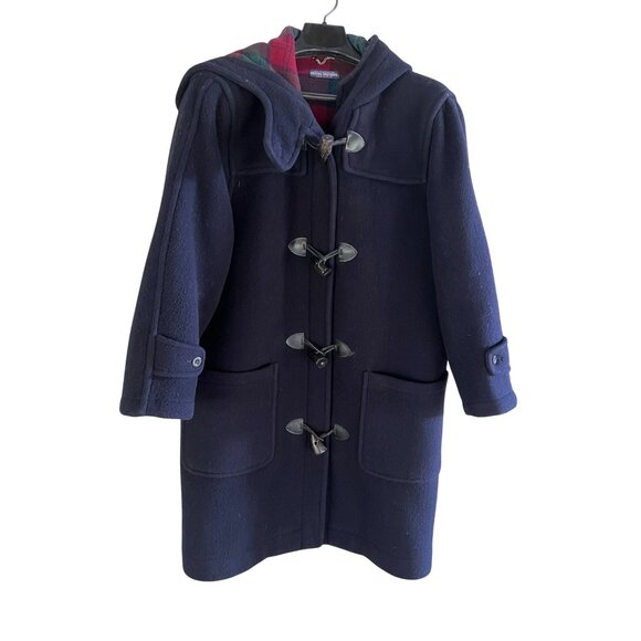 Brooks Brothers Blue Duffle Coat Womens Medium Toggle Button Jacket Wool England - Picture 1 of 16